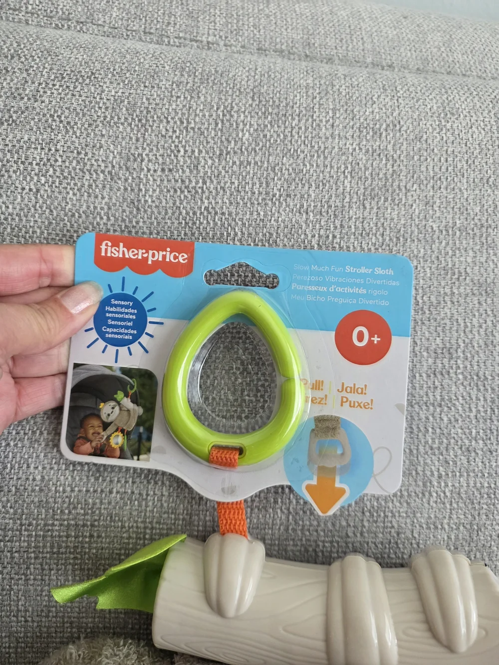 Fisher-Price Green and Gray Sloth Clip-On Plush Toy